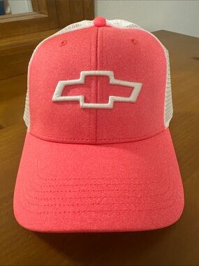 Kids Coral Pink Trucker Hat with White Bowtie